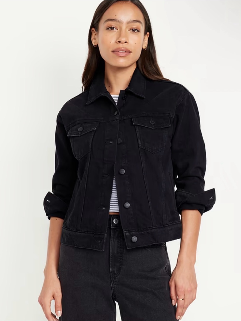 Old Navy Classic Black Denim Jacket - Women's